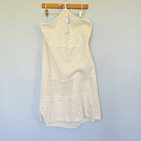 Old Navy Crochet Knit Halter Dress Size XXL Cream Summer Causal Cover Up - Picture 2 of 6